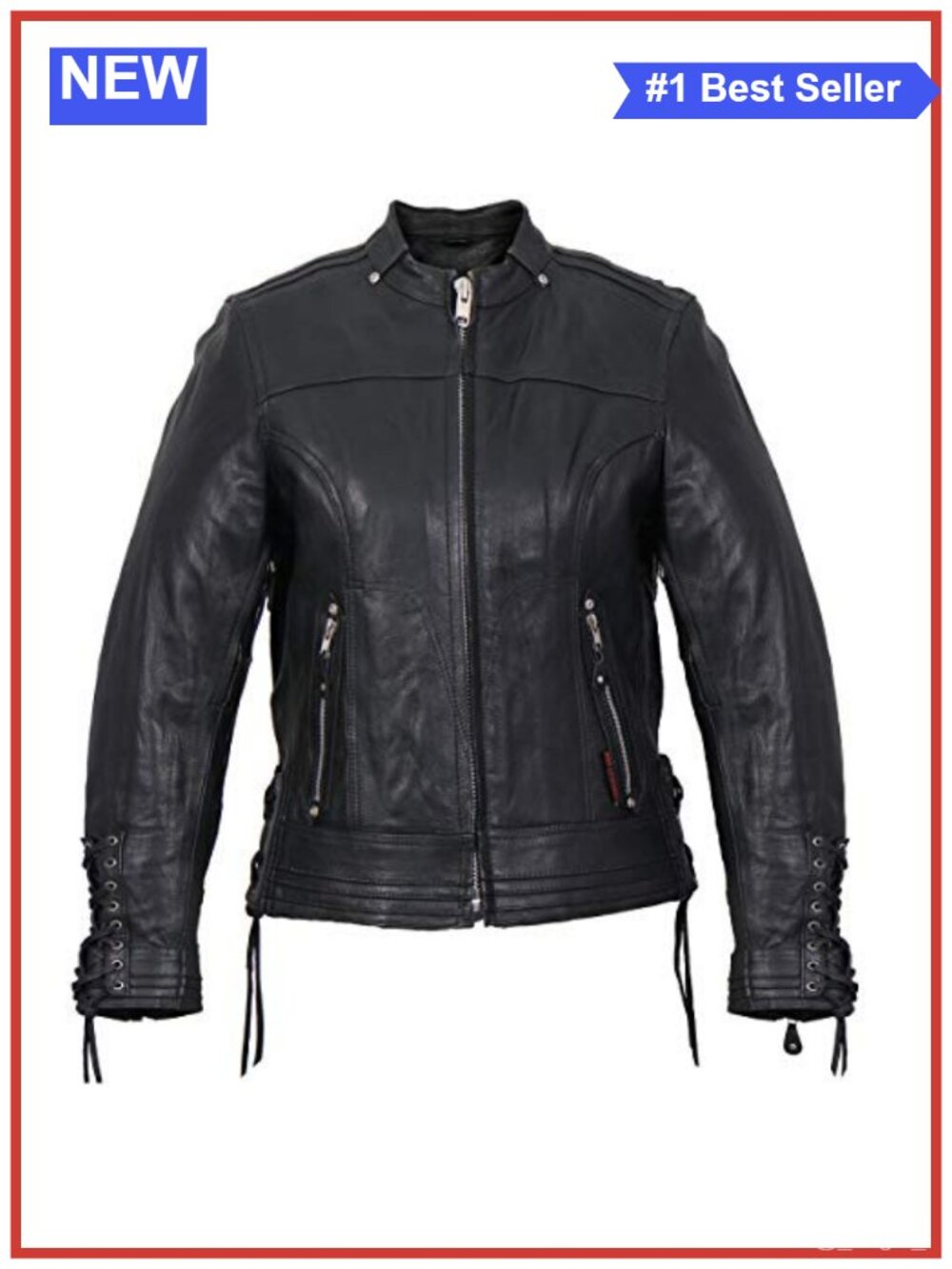 Genuine Cowhide Leather Jacket Quilted Zip-Out Lining Lace-Up Sleeves
